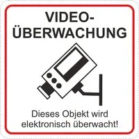 Aufkleber Videoüberwachung... 6,5 cm x 6,5 cm PVC-Folie