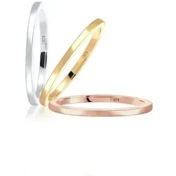 Elli Ring-Set (Set,3 tlg) "Stacking-Rings" Tricolor 925 Silber, Bi Color_Tri Color goldfarben 58