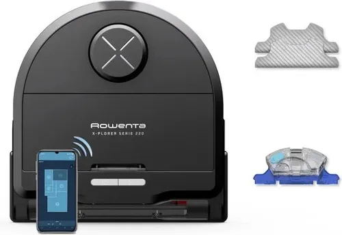 Rowenta Saugroboter RR9465 X-PLORER mit Wischfunktion - Saugroboter mit Wischfunktion, beutellos und WLAN-fähig, ideal für bis zu 120 m² große Flächen, automatisches Wiederaufladen für dauerhaft saubere Böden.