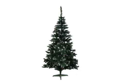 DekoPrinz® Künstlicher Weihnachtsbaum Kiefer Bergamo 120 cm - Hochwertiger, gefrosteter Weihnachtsbaum mit dekorativen Brokat-Elementen und Zapfen. Ideal für festliche Stimmung in jedem Zuhause.
