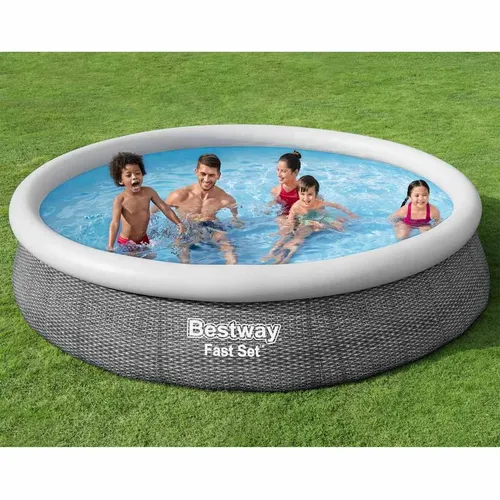 Bestway Swimmingpool Set Rund 366x76 cm - Swimmingpool für den Garten, schnell aufbaubar in nur 10 Minuten mit hochwertigem, pannensicherem Material für lange Freude an heißen Sommertagen.