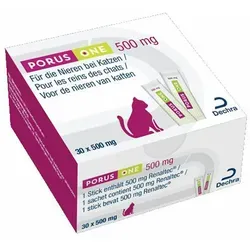 Porus One 30x500 mg für Katzen - Katzenfutter zur Unterstützung der Nierengesundheit, bindet urämische Toxine im Darm und entlastet die Nieren. Ideal für Katzen jeden Alters, einfach unter das Futter mischen.