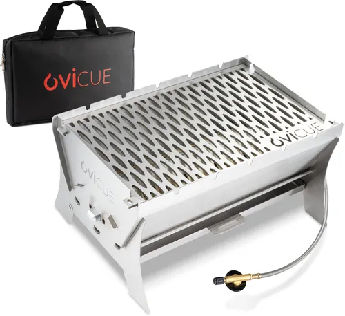 ovicue Grill klein M – Mobiler Steck-Gasgrill - Grills – Innovatives Stecksystem für sekundenschnellen Aufbau und flexible Nutzung mit Gas oder Holzkohle – ideal für Camping, Balkon und Garten.