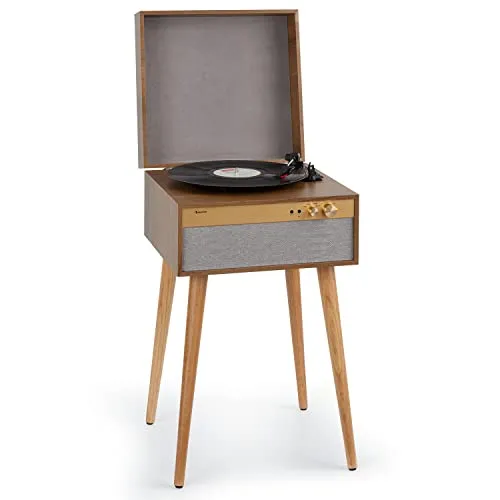 Auna Plattenspieler mit Lautsprecher - Retro-Schallplattenspieler mit Bluetooth, vielseitig und rauschfreier Klang für stundenlangen Musikgenuss