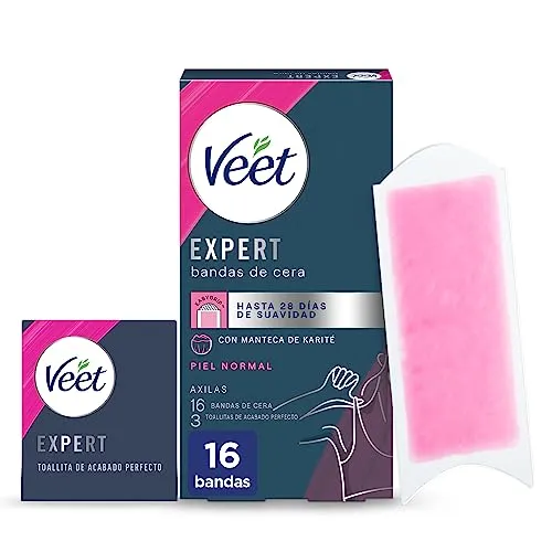 Veet Expert Kaltwachsstreifen zur Enthaarung der Achseln, mit Sheabutter, 16 Streifen