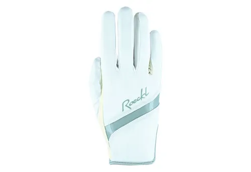 Roeckl Sports Reithandschuh Lorraine - Eleganter Damen Sommerhandschuh in Weiß - Reithandschuhe mit femininen Glitzerdesign und hochwertigem Nylon für besten Tragekomfort. Atmungsaktiv und pflegeleicht, ideal für stilbewusste Reiterinnen.