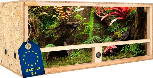 ITA Holz Terrarium 120x50x50 cm mit Hygrometer - Terrarien für Reptilien & Amphibien - FSC-zertifiziertes Holz mit integrierten Hygrometer für optimale Luftfeuchtigkeit und Temperaturkontrolle.
