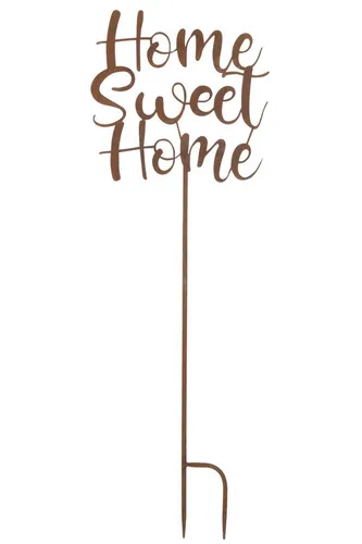 Metall Gartenstecker 'Home Sweet Home' - Charmanter Gartenstecker aus Metall mit Rost-Finish, ideal für den Außenbereich. Verleiht Ihrem Garten eine persönliche Note und lädt zum Verweilen ein.