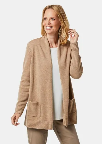 GOLDNER Strickjacke Kurzgröße: Langarm Cardigan aus Merino Damen Indoorjacke lang, offen tragbar, Langarm, weich, hüftbedeckend