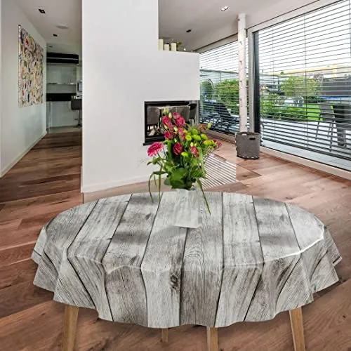 laro Wachstuch-Tischdecke Abwaschbar Garten-Tischdecke Wachstischdecke PVC Plastik-Tischdecken Eckig Meterware Wasserabweisend Abwischbar GAC, Muster:Holzoptik l. braun, Größe:140cm Rund