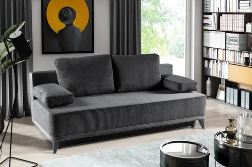 WERK2 Schlafsofa Rosso Breite 204, Liegefläche 140/200cm. aktueller Cord Materialmix, 2-Sitzer Sofa und Schlafcouch mit Federkern & Bettkasten