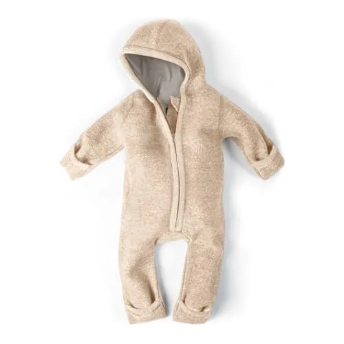 Ehrenkind® WALKOVERALL | Baby Wollwalk-Overall aus Merino Schurwolle - Overalls für Baby-Jungen, strapazierfähig und isolierend, ideal für kühle Tage mit umklappbarer Kapuze und integriertem Handschutz.