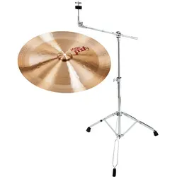 Paiste PST 7 18" China + Galgenständer Set - Zubehör für Schlaginstrumente, traditioneller Sound aus CuSn8 Bronze, Set inklusive praktischen Galgen-Beckenständer für optimalen Spielkomfort.