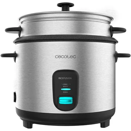 Cecotec Reiskocher RiceFusion 7000 Inox - Reiskocher mit 700 W und 1,8 Liter Kapazität, ideal für bis zu 10 Portionen, aus Edelstahl mit Glasdeckel, perfekt für große Familien und vielseitige Gerichte.