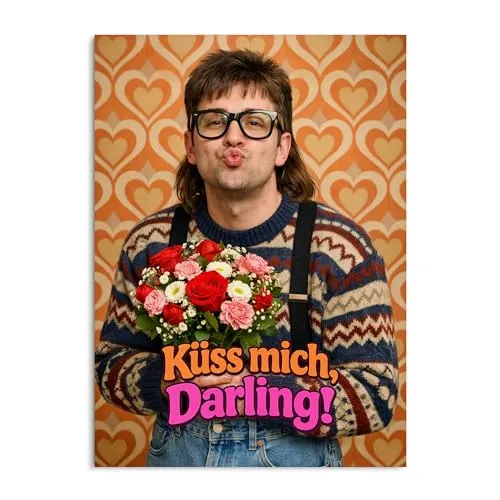 Nastami Valentinskarte Postkarte Valentinstag Karte Liebe Jahrestag Geschenk (NERD Küss mich Darling)