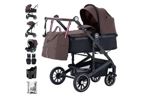 Daliya® NEOMOVE 3in1 Kinderwagen – Buggy & i-Size Babyschale (Schwarz-Weinrot) - 3-in-1 Kinderwagen Set mit Buggy und i-Size Babyschale, faltbar und ideal für Stadt & Gelände. Pannensichere Reifen und großer Einkaufskorb bieten maximalen Komfort für Eltern und Kind.