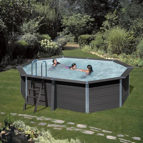 Gre Composite Pool oval grau, 524 x 386 x 124 cm - Swimmingpools, hochwertiger ovaler Pool aus langlebigem Material für entspannende Sommertage im eigenen Garten.