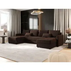 BEDANTE Ecksofa MOS U BIS Cosmic 800 Braun mit Schlaffunktion U-Form Sofa mit Stauraum Bettkasten Wohnzimmersofa Couch Sofa Bettsofa Bettkasten Bet... - Braun