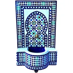 Marrakesch Orient & Mediterran Interior Gartenbrunnen 107 cm - Handgefertigter marokkanischer Gartenbrunnen im Boho Oriental Design. Ideal für drinnen und draußen, schafft er eine entspannende Atmosphäre ohne Wasseranschluss. Jedes Stück ist ein einzigartiges Unikat.