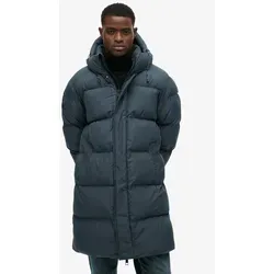 Superdry Steppjacke HOODED SPORTS PUFFER MID JKT Kunstfaser, relaxed fit blau S (46)