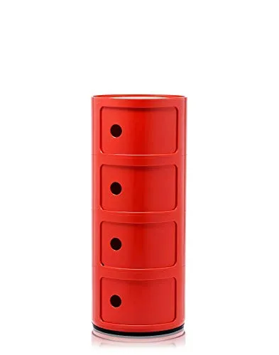 Kartell Componibili 4 Elements, Rot - Badutensilienbehälter, zeitloses Design von Anna Castelli Ferrieri, ideal für drinnen und draußen, vielseitig einsetzbar und funktional.