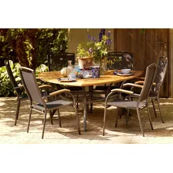 HARTMAN Raffaelo Garten-Essgruppe, xerix/natur, Alu/Teak, 6 Stapelsessel, 170x170cm