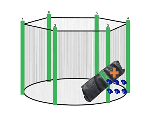 walexo Trampolin Sicherheitsnetz für 6 Stangensysteme (305 cm Ø, Schwarz/Hellgrün) - Sicherheitsnetz für Trampoline mit 6 Stangen, sorgt für optimalen Schutz beim Springen. Hergestellt aus langlebigen Materialien, widerstandsfähig gegen Witterung. Einfache Öffnung durch stabile Einstiegsöffnung.