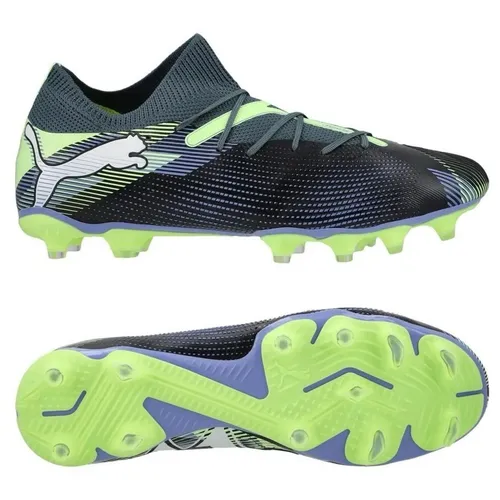 Puma FUTURE 7 MATCH FG/AG - Grau, Fußballschuhe für festen und Kunstrasen - Fußballschuhe mit innovativer Netfit-Technologie für individuelle Schnürung und optimalen Halt. Ideal für explosive Antritte und schnelle Richtungswechsel auf jedem Platz.