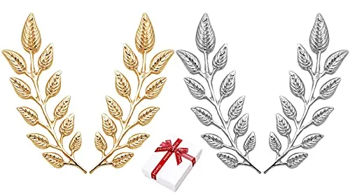 Nifocc 2 Paar Blattmotiv Brosche Baum Blatt Broschen Pins Vintage Brosche Anstecknadeln für Männer Frauen Kleid Kleidung Pullover Mantel Hüte Dekorative - Gold Silber