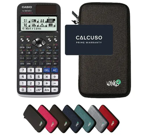 CASIO fx-991DE X Classwiz inkl. WYNGS Schutztasche - Taschenrechner mit 696 Funktionen, innovativem LC-Display und QR-Code-Ergebnisvisualisierung. Die robuste WYNGS Schutztasche bietet idealen Schutz und Sicherheit für 5 Jahre.