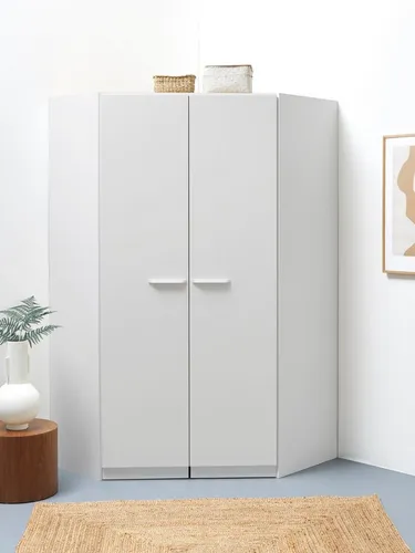 Eckschrank INOSIGN BY RAUCH VANDOR - Kleiderschrank in alpinweiß, 117 cm breit, 197 cm hoch und 104 cm tief. Bietet viel Stauraum mit 5 variabel einsetzbaren Einlegeböden und 1 Kleiderstange. Pflegeleicht und made in Germany.