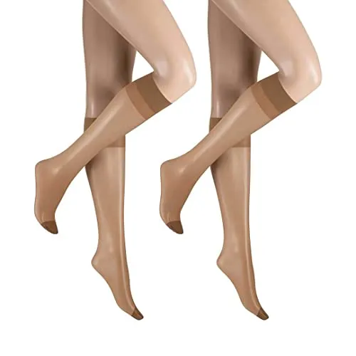 Hudson Damen Kniestrümpfe Lilly Lafina 15 2-Pack druckfreier Bund 15 DEN Havanna 0788 ONESIZE
