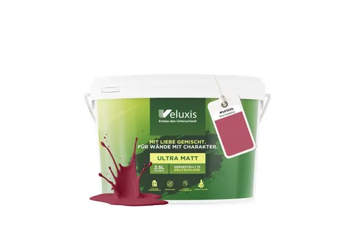 Veluxis® Wandfarbe Pink für Innenräume - 2,5 Liter, hochdeckend & tropfarm - Erstklassige matte Wandfarbe in Pink für stilvolle Innenräume. Einfach anzuwenden, geruchsarm und tropfarm – ideal für ein sauberes Streicherlebnis. Perfekt für alle Räume und schnelle Renovierungen.
