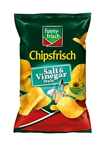 funny-frisch Chipsfrisch Salt und Vinegar 150g - Knusprige Chips mit britischem Geschmack, perfekt für den Snackgenuss. Ideal für Filmabende oder als Partysnack.
