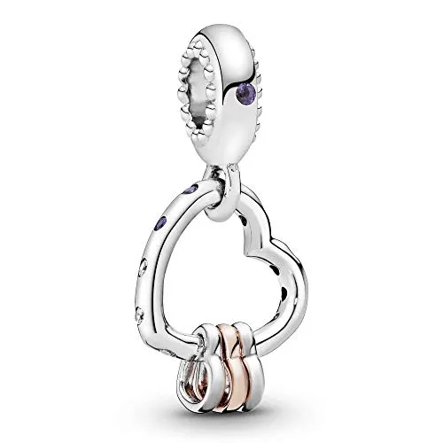 PANDORA ROSE Charm-Anhänger "Herz Highlights" mit lila Zirkonia - Bead Charms für Damen, aus Sterling-Silber mit 14 Karat rosévergoldetem Mini-Herz und funkelnden Kristallen – perfekt für individuelle Styles und als Zeichen Deiner Liebe.