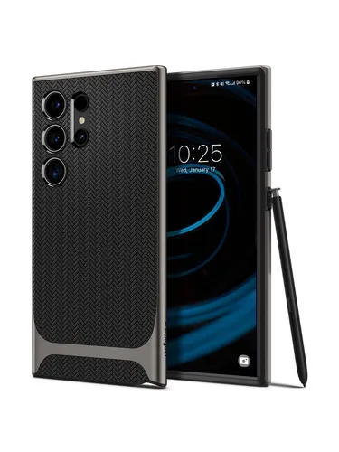 Spigen Neo Hybrid Hülle für Samsung Galaxy S24 Ultra - Gunmetal, robust mit Air Cushion Technologie und maßgeschneidertem Schutz für Display und Kamera