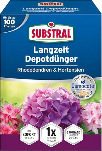Substral Langzeit Depotdünger für Rhododendren & Hortensien, 1,5kg, Himbeeren, Heidelbeeren, u.a, düngt 6 Monate