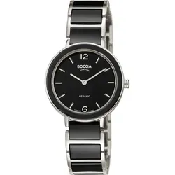 Boccia Damen Armbanduhr 3311-02 Titan Ceramic schwarz - Damenuhr aus glänzend poliertem Reintitan und schwarzer Keramik, kratzbeständig und bis 5 ATM wasserdicht – ideal für stilbewusste Frauen.