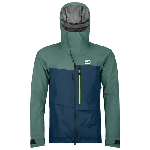 Ortovox 3L Ravine Shell Jacket Men Deep Ocean (L) - Funktionsjacke für Freerider, extrem leicht und atmungsaktiv, wind- und wasserdicht mit Merino Deep Shell Material für optimalen Komfort und Schutz bei jedem Wetter.