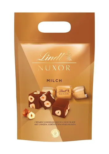 Lindt Pralinen NUXOR Milch, 700g, 52 Stück - Schokoladenbonbons & Pralinen, einzeln verpackt in einem wiederverschließbaren Standbeutel, perfekt zum Verschenken oder Genießen.