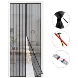 Sekey Magnet Fliegengitter Türvorhang Schwarz 210 x 90 cm – ohne Bohren - Effektiver Insektenschutz für Türen mit einfachem Klettverschluss zur werkzeuglosen Montage. Hergestellt aus robustem 100% Polyester, ermöglicht er optimale Luftzirkulation und schützt vor Mücken und Fliegen.