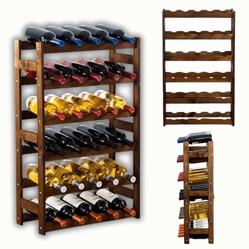 MODO24 Flaschenregal für 30 Flaschen aus Holz - Vielseitiges Weinregal mit Platz für 30 Flaschen. Stabil und elegant fügt es sich in jedes Zuhause ein. Ideal für Weinliebhaber, die Wert auf stilvolle und sichere Aufbewahrung legen.