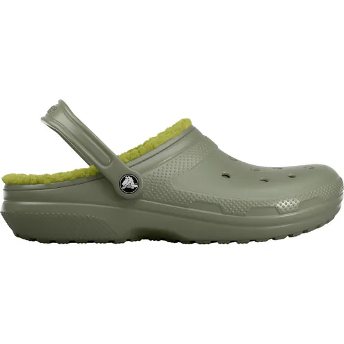 Crocs Unisex Kinder Classic Lined Clog K Clog, Moss, 32/33 EU - Clogs für Jungen mit flauschigem Futter für extra Komfort, leicht und ideal für den Alltag, mit schwenkbarem Fersenriemen für sicheren Halt.