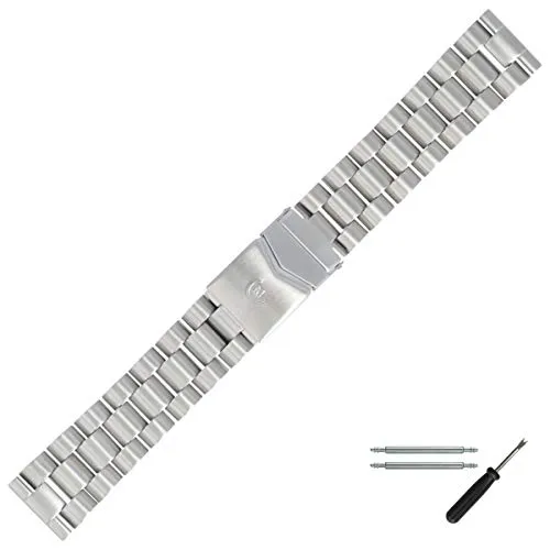 MARBURGER Uhrenarmband 22mm Edelstahl Silber - Montage Set inklusive - Hochwertiges Uhrenarmband aus Edelstahl mit 22 mm Stegbreite, ideal für klassischen Uhrenansatz. Lieferung mit Federstege und Montageanleitung für einfachen Wechsel. Perfekt für stilvolle Armbanduhren.