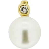Orolino Anhänger 585 Gold mit Brillant und Perle - Eleganter Anhänger aus 585 Gold, verziert mit einem natürlichen Brillant (0,03ct) und einer edlen Perle (7-7,5mm) – der perfekte Schmuck für besondere Anlässe.