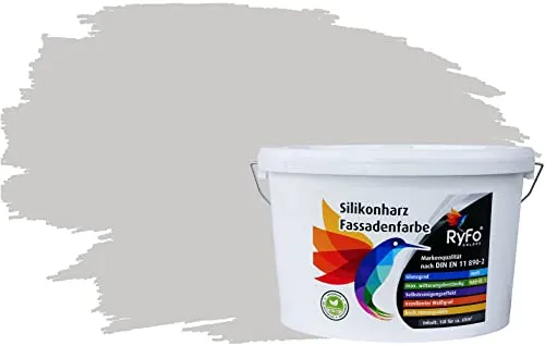 RyFo Colors Silikonharz Fassadenfarbe Lotuseffekt Trend Hellgrau 10l - Hoch wetterbeständige Silikonharz-Fassadenfarbe für langlebige und ästhetische Außenflächen. Mit hervorragender Deckkraft und schmutzabweisender Oberfläche für professionelle Ergebnisse.