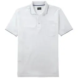 OLYMP Herren Langarm Polo-Shirt Casual in Weiß 3XL - Elegantes Langarm-Polo-Shirt im regular fit mit hochwertigem Pikee-Muster. Pflegeleicht und ideal für den täglichen Einsatz, perfekt für lässige Anlässe.