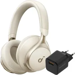 Soundcore Space One Creme + BlueBuilt Quick-Charge-Ladegerät mit USB-A-Port 18 W Schwarz