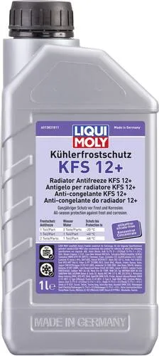 Liqui Moly KFS 12+ 21145 Kühlerfrostschutz 1l - Frostschutzmittel für moderne Aluminium-Hochleistungsmotoren, bietet ganzjährigen Schutz vor Frost, Korrosion und Überhitzung, ohne schädliche Zusatzstoffe.