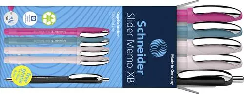 Schneider Schreibgeräte Etui 4x Memo + 1x Rave sortiert 150255 Kugelschreiber Schreibfarbe: Blau 5 St.